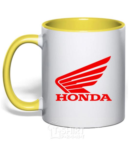 Mug with a colored handle honda_bike yellow фото