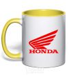 Mug with a colored handle honda_bike yellow фото