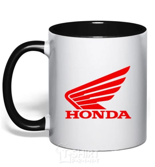 Mug with a colored handle honda_bike black фото