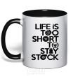 Mug with a colored handle Life is too short to stay stack black фото