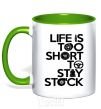Mug with a colored handle Life is too short to stay stack kelly-green фото