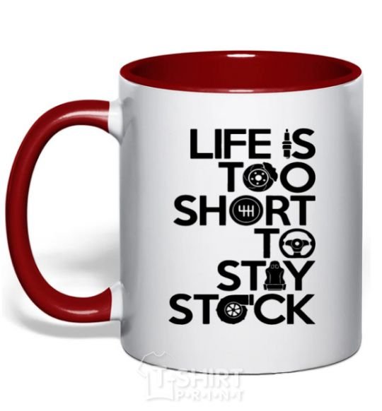 Mug with a colored handle Life is too short to stay stack red фото