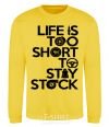 Sweatshirt Life is too short to stay stack yellow фото