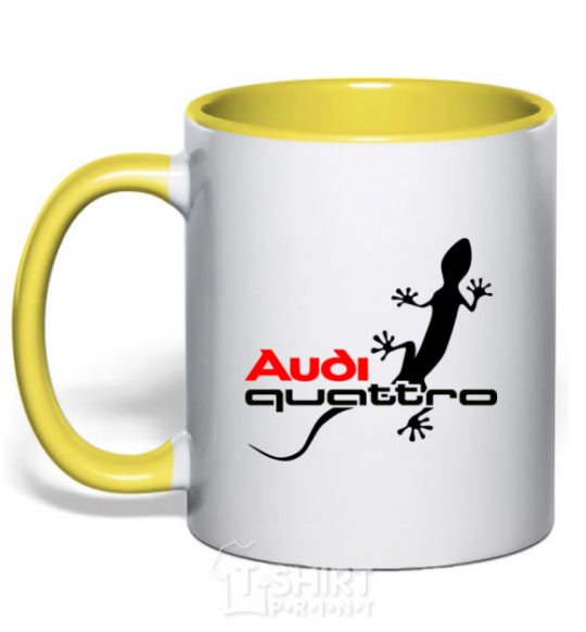 Mug with a colored handle Quattro yellow фото