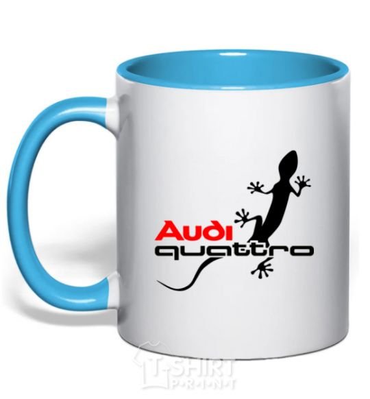 Mug with a colored handle Quattro sky-blue фото