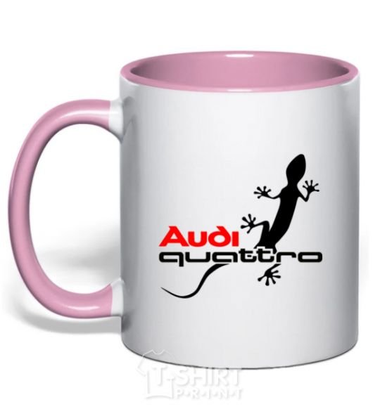 Mug with a colored handle Quattro light-pink фото