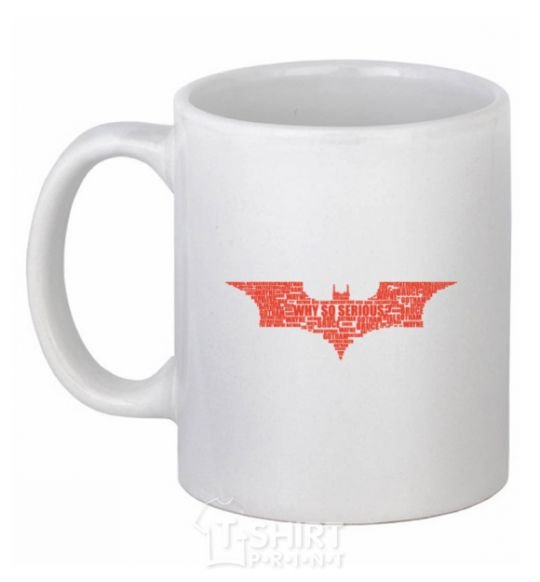 Чашка керамическая Бэтмен лого из слов Белый фото