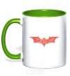 Mug with a colored handle Batman logo of words kelly-green фото