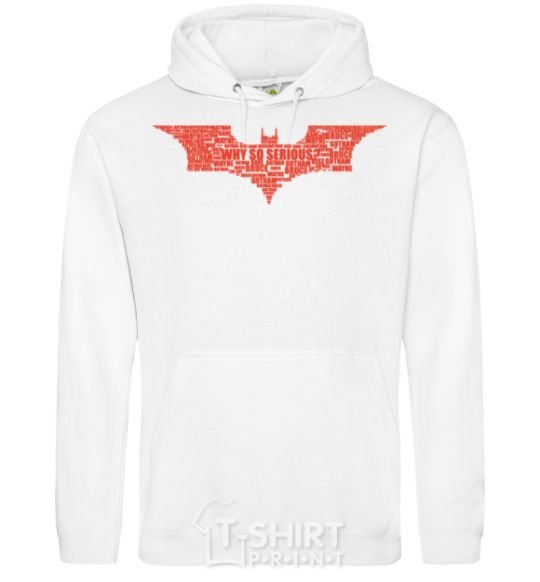 Men`s hoodie Batman logo of words White фото