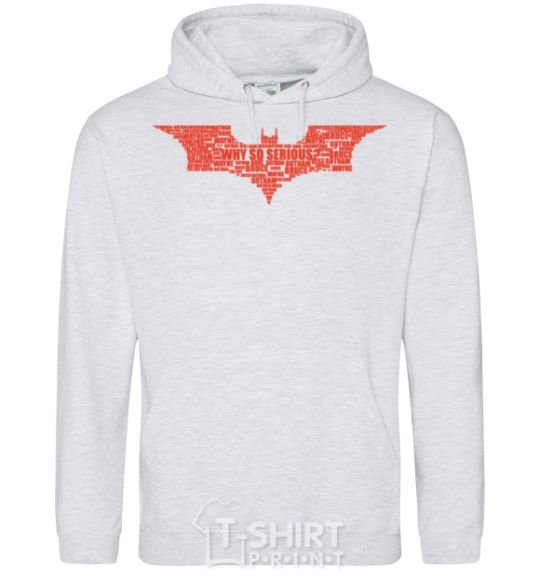 Men`s hoodie Batman logo of words sport-grey фото