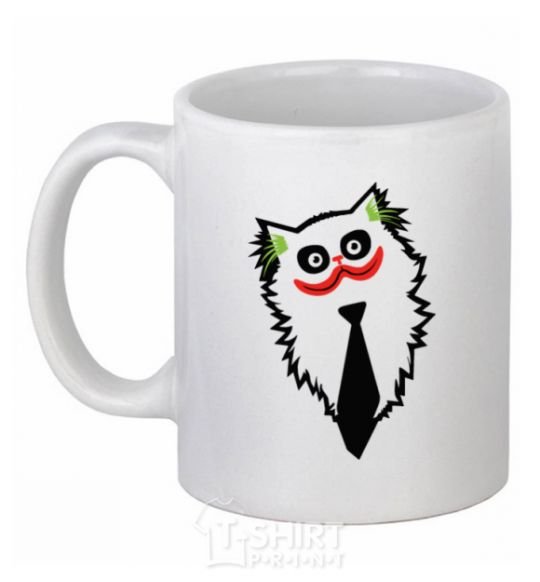 Чашка керамическая Кот Джокер Белый фото