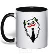 Mug with a colored handle Cat Joker black фото