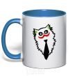 Mug with a colored handle Cat Joker royal-blue фото