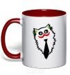 Mug with a colored handle Cat Joker red фото