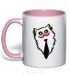 Mug with a colored handle Cat Joker light-pink фото