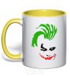 Mug with a colored handle JOKER serios yellow фото