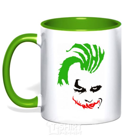 Mug with a colored handle JOKER serios kelly-green фото