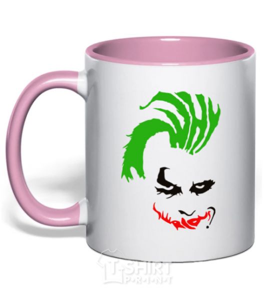 Mug with a colored handle JOKER serios light-pink фото