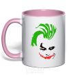 Mug with a colored handle JOKER serios light-pink фото