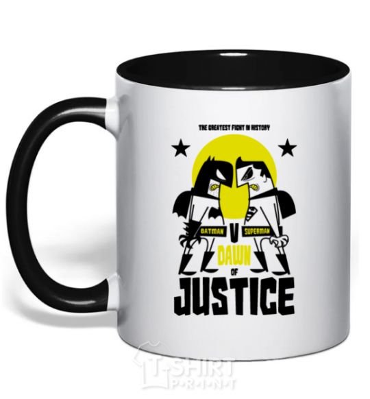 Mug with a colored handle Batman vs. Superman black фото