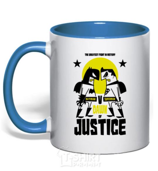 Mug with a colored handle Batman vs. Superman royal-blue фото