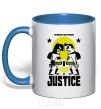 Mug with a colored handle Batman vs. Superman royal-blue фото