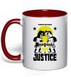 Mug with a colored handle Batman vs. Superman red фото