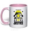 Mug with a colored handle Batman vs. Superman light-pink фото