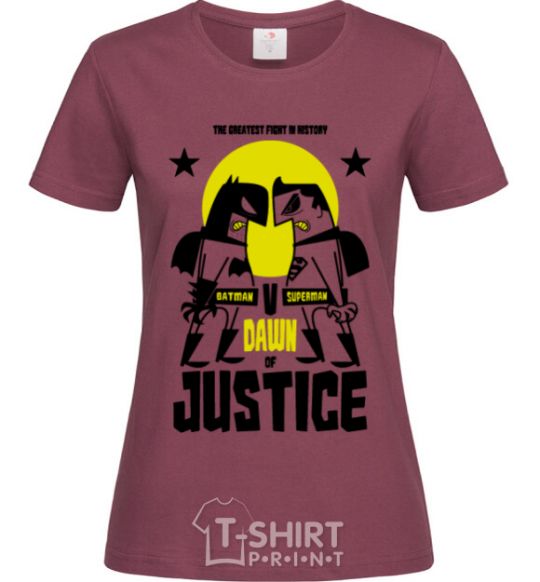 Women's T-shirt Batman vs. Superman burgundy фото