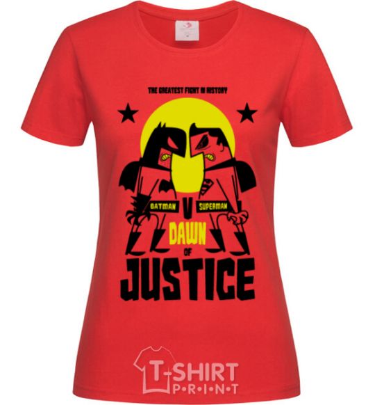 Women's T-shirt Batman vs. Superman red фото