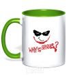 Mug with a colored handle Why so serios joker kelly-green фото