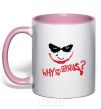 Mug with a colored handle Why so serios joker light-pink фото