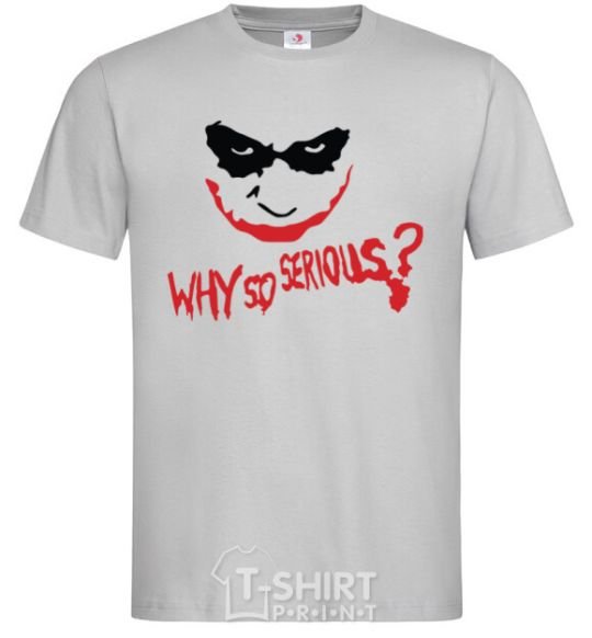 Men's T-Shirt Why so serios joker grey фото