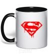 Mug with a colored handle Superman logo black фото