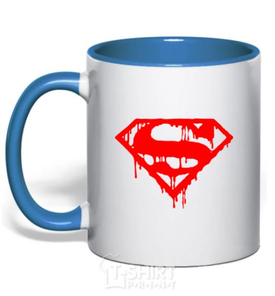 Mug with a colored handle Superman logo royal-blue фото