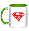 Mug with a colored handle Superman logo kelly-green фото