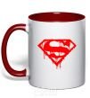 Mug with a colored handle Superman logo red фото