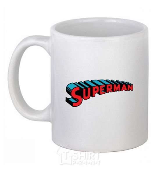 Ceramic mug SUPERMAN word White фото