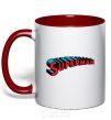 Mug with a colored handle SUPERMAN word red фото