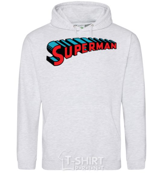 Men`s hoodie SUPERMAN word sport-grey фото