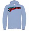 Men`s hoodie SUPERMAN word sky-blue фото