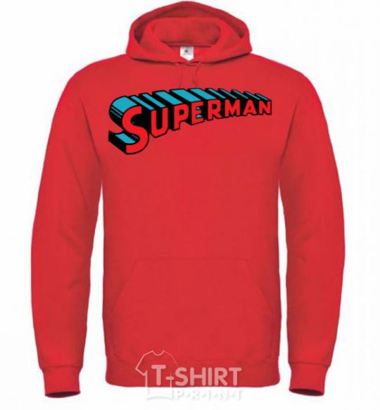 Men`s hoodie SUPERMAN word bright-red фото