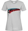 Women's T-shirt SUPERMAN word grey фото