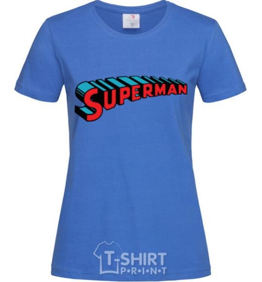 Women's T-shirt SUPERMAN word royal-blue фото