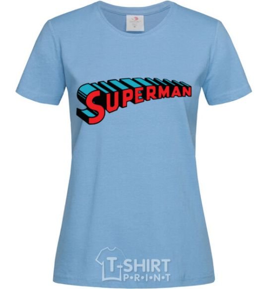 Women's T-shirt SUPERMAN word sky-blue фото