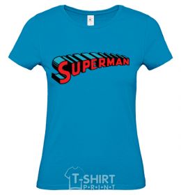 Women's T-shirt SUPERMAN word sky-blue фото