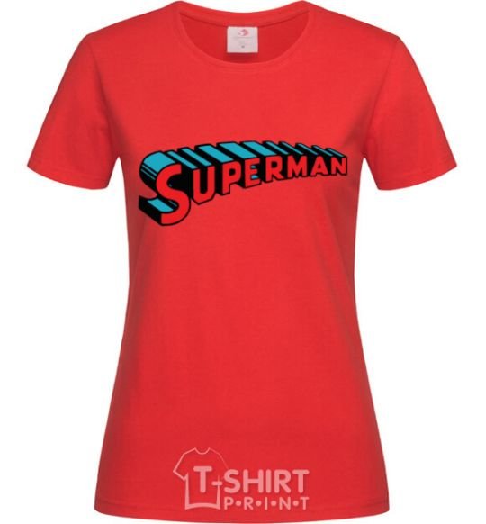 Women's T-shirt SUPERMAN word red фото