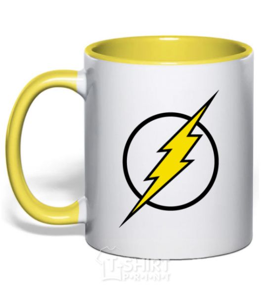 Mug with a colored handle logo flash V.1 yellow фото