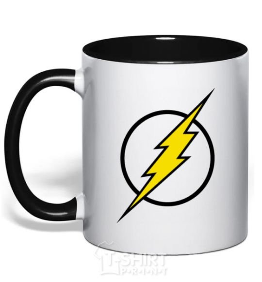 Mug with a colored handle logo flash V.1 black фото