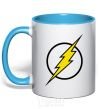 Mug with a colored handle logo flash V.1 sky-blue фото